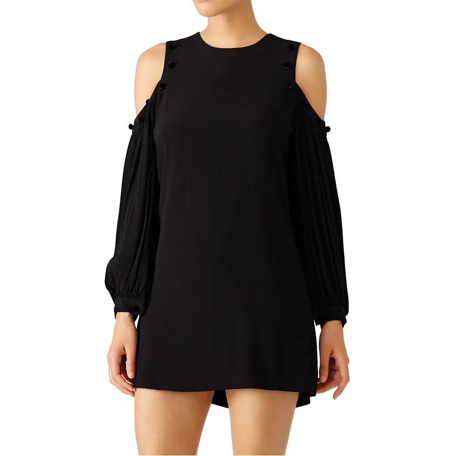 Milly Minis Girls 12 Soft Stretch Knit Elegant Black Cold Shoulder Dress